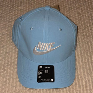 Unisex Nike Light Blue White Swoosh Flex Rise Cap One Size